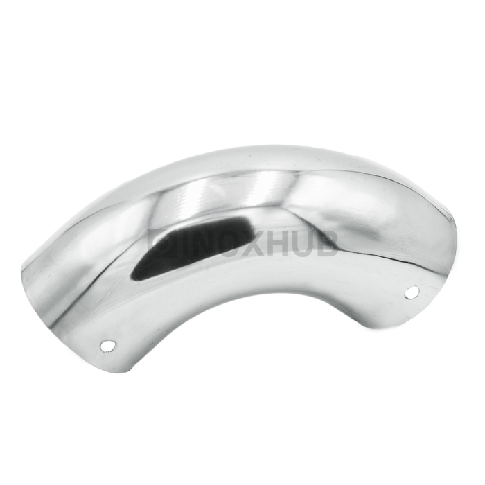 Отвод пластик. и дерев. поручня на 90° 4 отв. под саморезы Ø49.0×1.5 мм AISI 304 GRIT 600