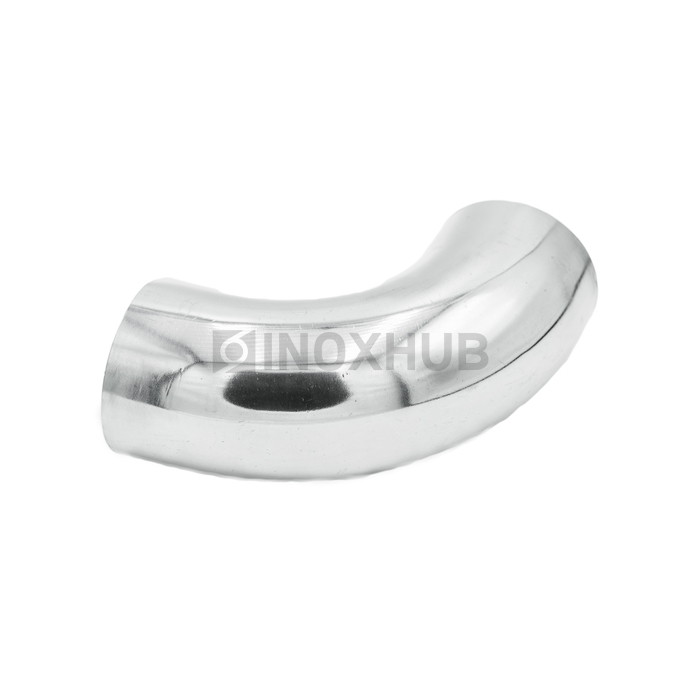 Отвод пластик. и дерев. поручня на 90°, 4 отв. под саморезы, Ø49.0×1.5 мм, AISI 304, GRIT 600