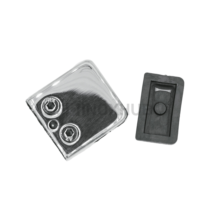 Стеклодержатель штамп. квадратный на плоскость, стекло 8.0 мм, AISI 304, GRIT 600