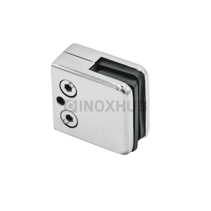 Стеклодержатель штамп. квадратный на плоскость, стекло 8.0 мм, AISI 304, GRIT 600