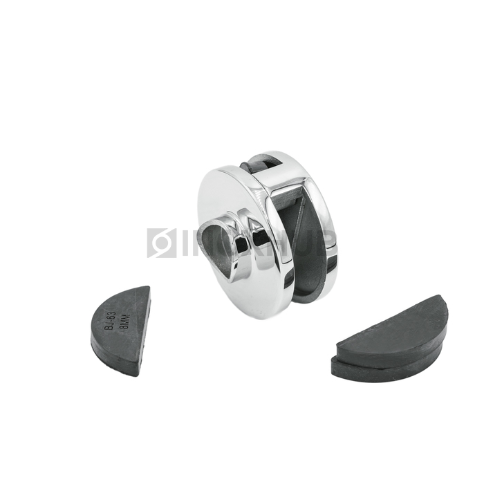 Стеклодержатель литой двойной зажимной Ø38.1×60.0 мм, стекло 8.0 мм, AISI 304, GRIT 600