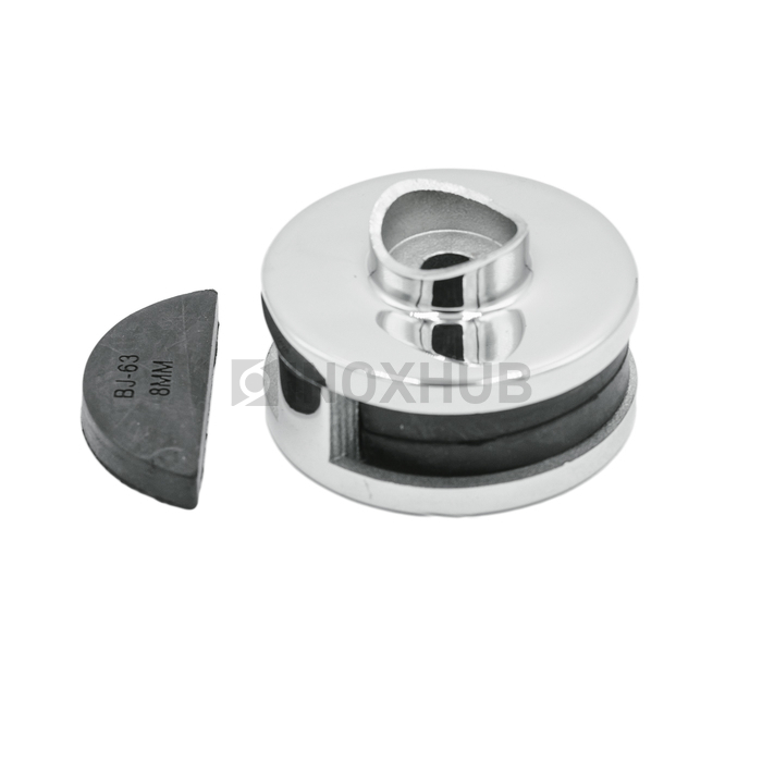 Стеклодержатель литой двойной зажимной Ø38.1×60.0 мм, стекло 8.0 мм, AISI 304, GRIT 600