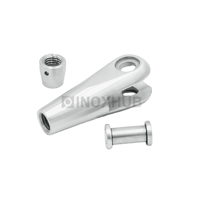 Наконечник для крепления тяги левый, M14 шаг Р=2, AISI 316, GRIT 320 