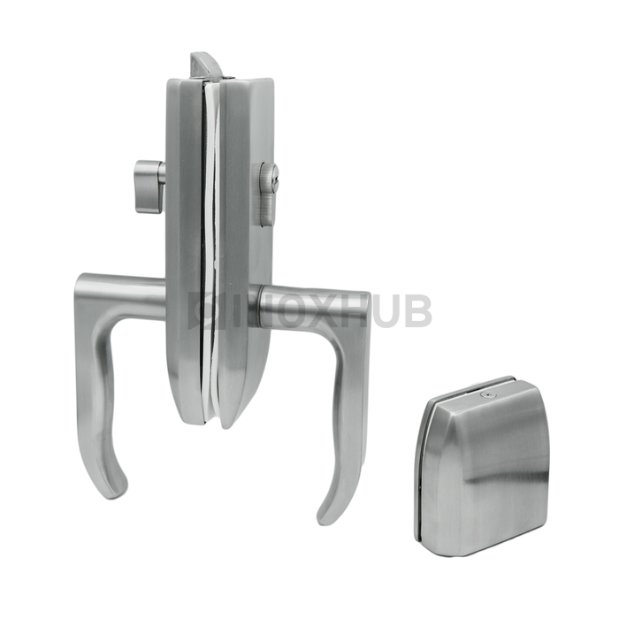 Замок (013-2 SSS) без притвора, с ответной частью на стекло, нерж. сталь матовая