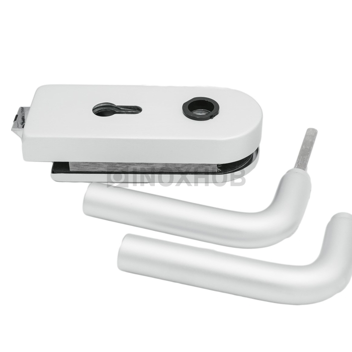 Замок (86-1 AL) с нажимной ручкой, притвором, без отв. части, Анодированный алюминий