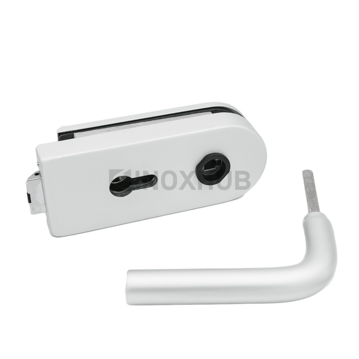 Замок (86-1 AL) с нажимной ручкой, притвором, без отв. части, Анодированный алюминий