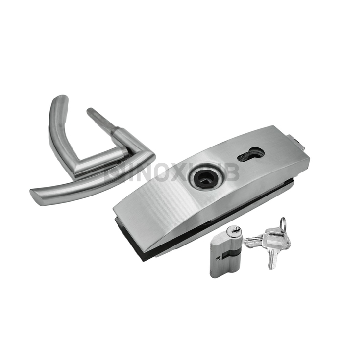 Замок (87-1 SSS) с нажимной ручкой, притвором, без отв. части, нерж. сталь матовая