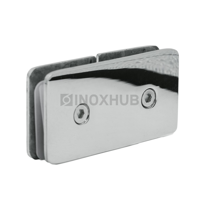 Коннектор (734 PSS) стекло-стекло 180° (без фаски), нерж. сталь полированная