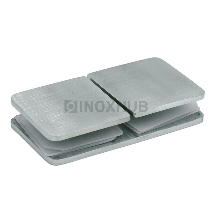 Коннектор (734 SSS) стекло-стекло 180° (без фаски), нерж. сталь матовая