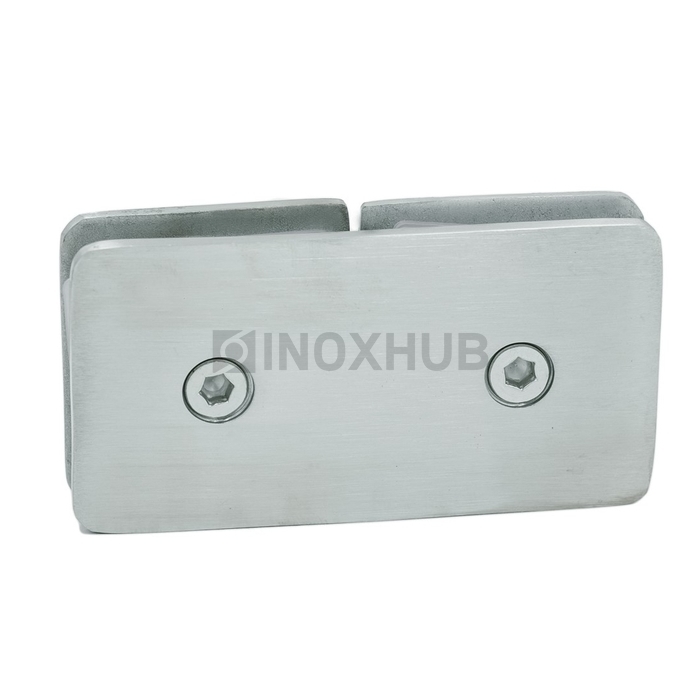 Коннектор (734 SSS) стекло-стекло 180° (без фаски), нерж. сталь матовая