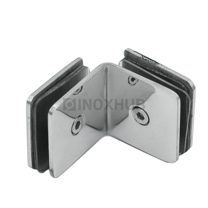 Коннектор (735 PSS) стекло-стекло 90° (без фаски) нерж. сталь полированная