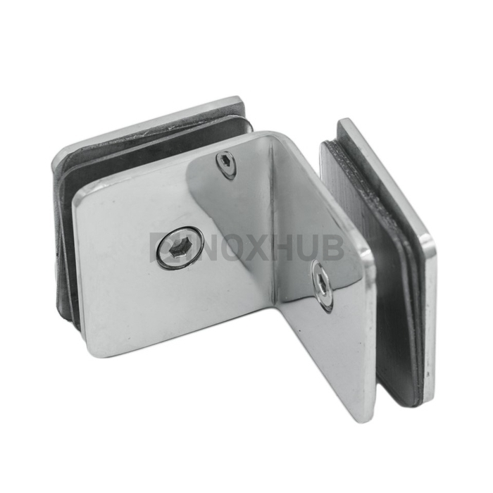 Коннектор (735 PSS) стекло-стекло 90° (без фаски), нерж. сталь полированная