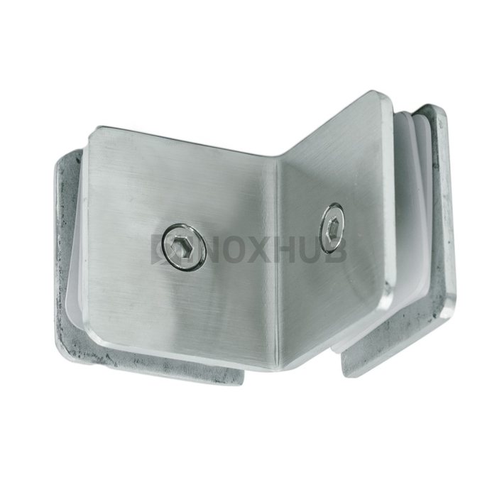 Коннектор (735 SSS) стекло-стекло 90° (без фаски), нерж. сталь матовая