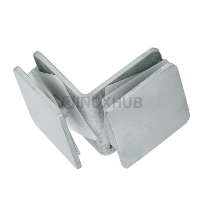 Коннектор (735 SSS) стекло-стекло 90° (без фаски) нерж. сталь матовая