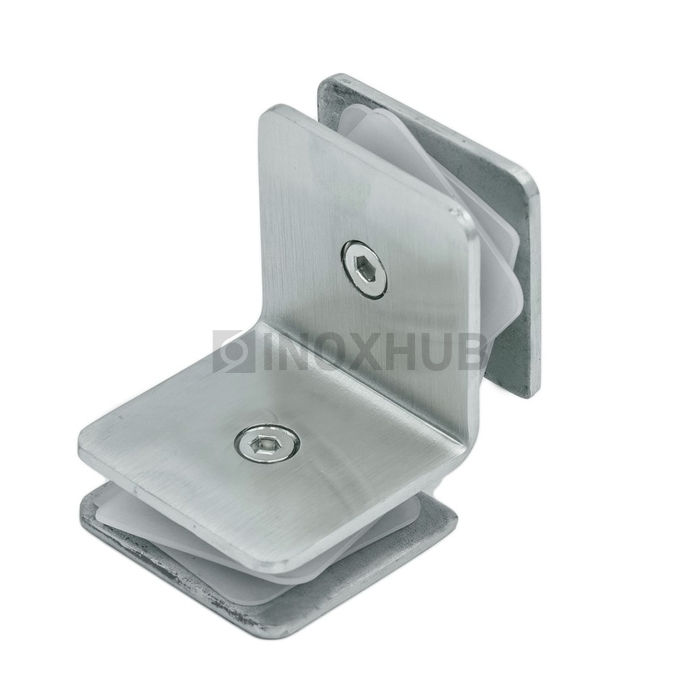 Коннектор (735 SSS) стекло-стекло 90° (без фаски), нерж. сталь матовая