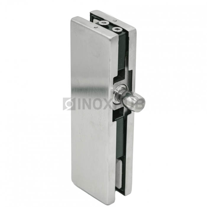 Фитинг на фрамугу (130P SSS) с осью и монтажной пластиной, стекло 10-12 мм, нерж. сталь матовая