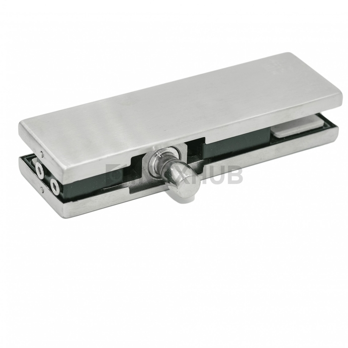 Фитинг на фрамугу (130P SSS) с осью и монтажной пластиной, стекло 10-12 мм, нерж. сталь матовая