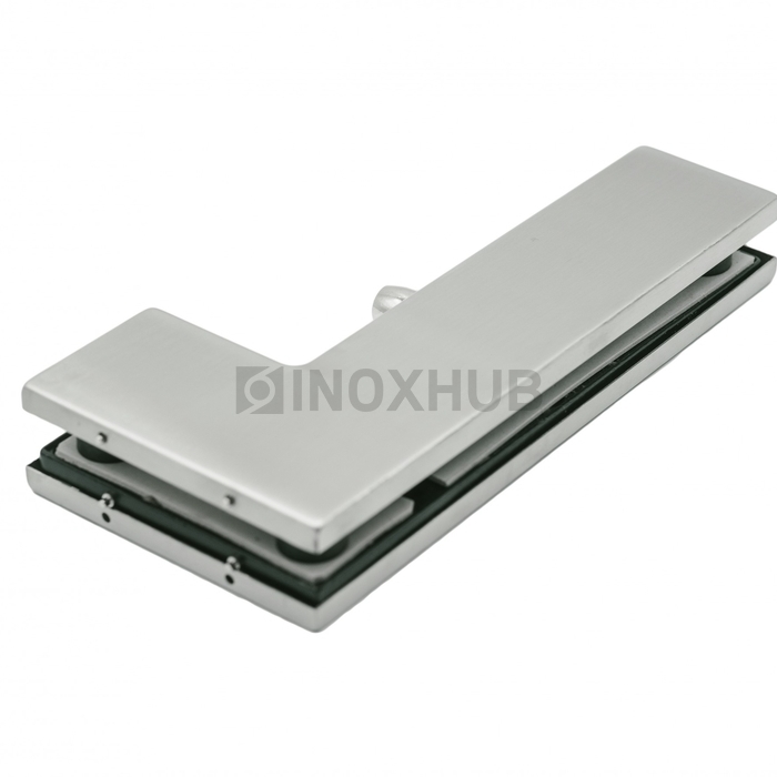 Фитинг угловой (140 SSS) на фрамугу с осью, стекло 10-12 мм, нерж. сталь матовая