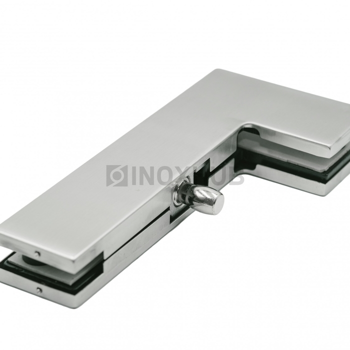 Фитинг угловой (140 SSS) на фрамугу с осью, стекло 10-12 мм, нерж. сталь матовая