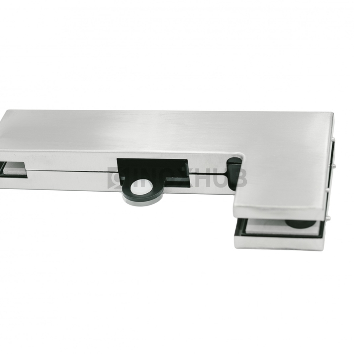 Фитинг угловой (140B SSS) на фрамугу с ответной частью под замок, со стопором, нерж. сталь матовая