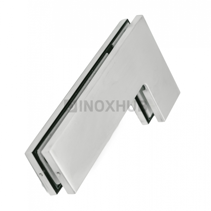 Фитинг угловой (140B SSS) на фрамугу с ответной частью под замок, со стопором, нерж. сталь матовая