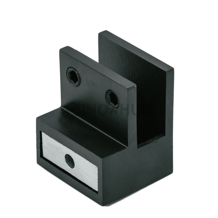 Держатель стекла (347 BLC) торцевой горизонтальный, штанга 30×10 мм, Черный мат