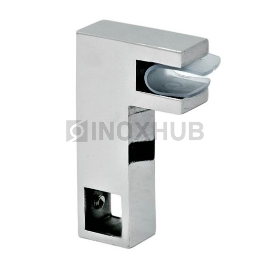 Держатель стекла (186 PSS) сквозной горизонтальный, штанга 15×15 мм, нерж. сталь полированная