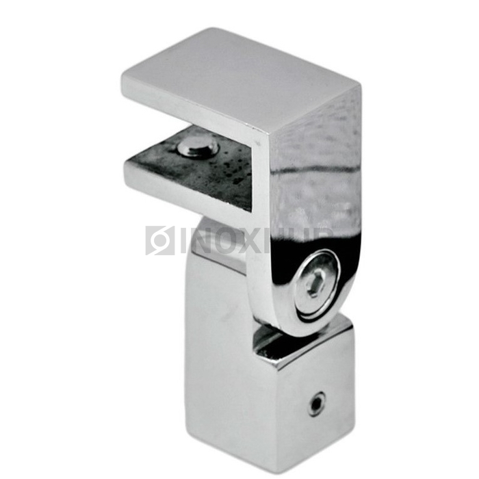 Держатель стекла (189 PSS) торцевой поворотный, штанга 15×15 мм, нерж. сталь полированная