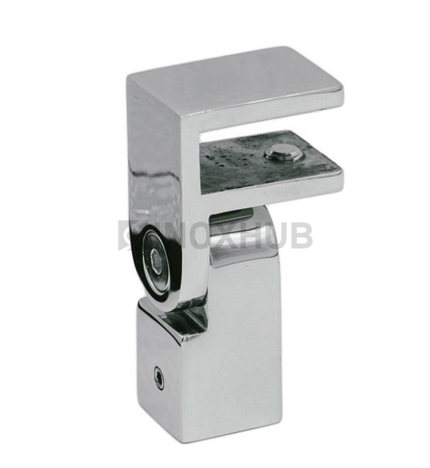 Держатель стекла (189 PSS) торцевой поворотный штанга 15×15 мм нерж. сталь полированная