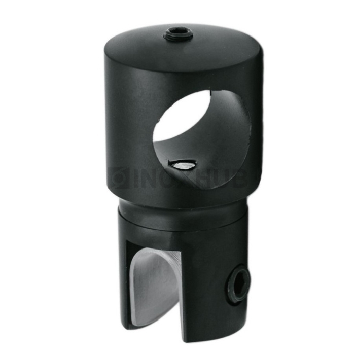 Держатель стекла (914 BLC) сквозной штанга Ø19 мм Черный мат