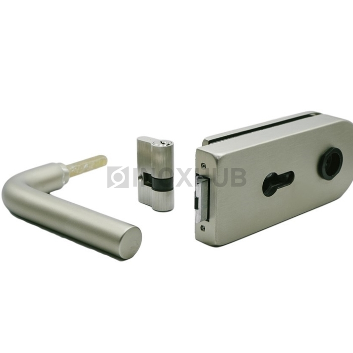 Замок (86-1 SNP) с нажимной ручкой, притвором, без отв. части, Алюминий под SSS