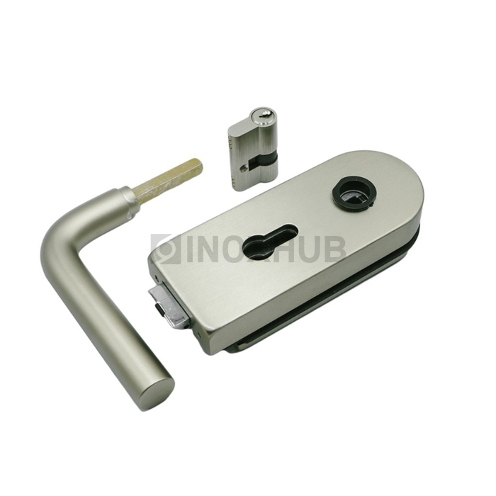 Замок (86-1 SNP) с нажимной ручкой, притвором, без отв. части, Алюминий под SSS