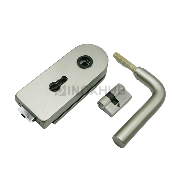 Замок (86-1 SNP) с нажимной ручкой, притвором, без отв. части, Алюминий под SSS