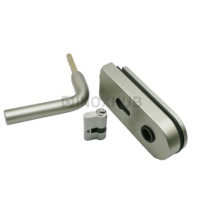 Замок (86-1 SNP) с нажимной ручкой, притвором, без отв. части, Алюминий под SSS