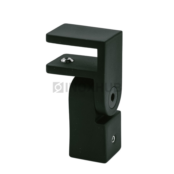 Держатель стекла (189 BLC) поворотный штанга 15×15 мм Черный мат