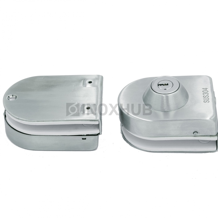 Замок (016-2 SSS) без сверления, с ответной частью на стекло, нерж. сталь матовая