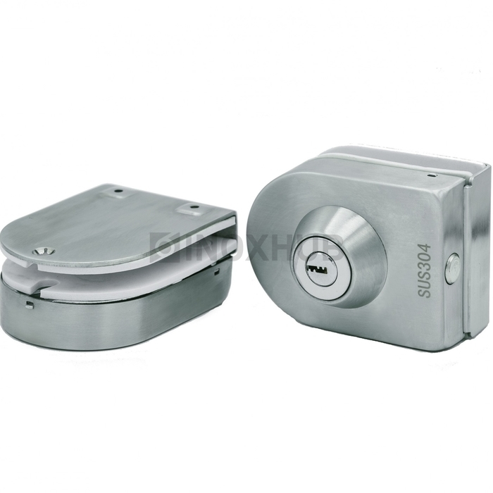 Замок (016-2 SSS) без сверления, с ответной частью на стекло, нерж. сталь матовая