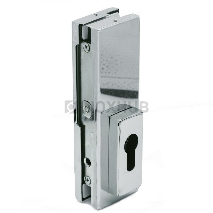 Замок (150R PSS) угловой с круглым ригелем с ответной частью на стену нерж. сталь полированная