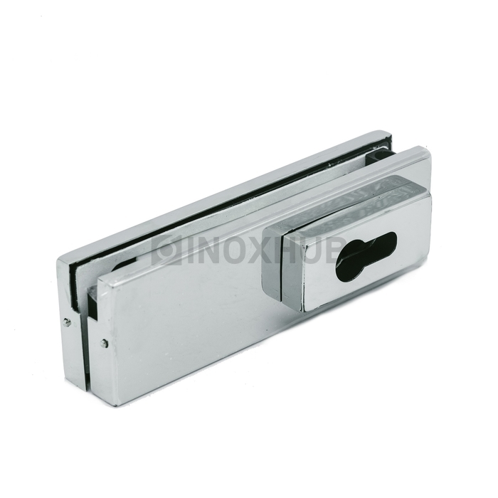 Замок (150R PSS) угловой с круглым ригелем, с ответной частью на стену, нерж. сталь полированная