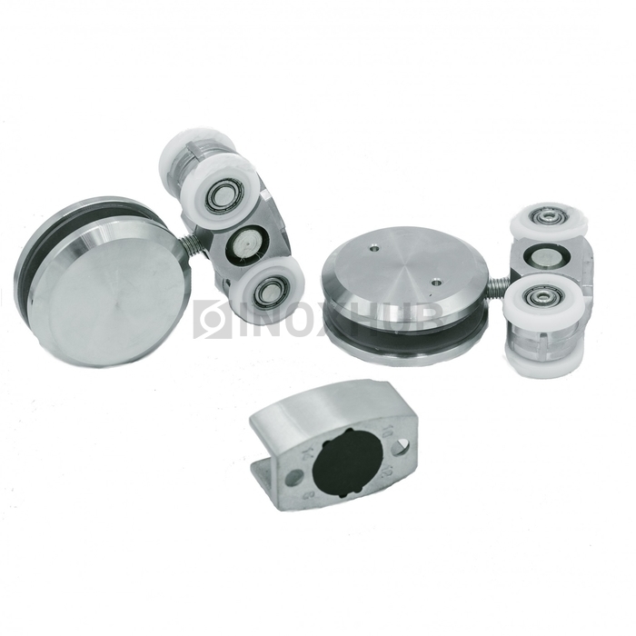 Комплект (612 aura) большой 2 каретки 2 стопора 1 направляющая нерж. сталь матовая