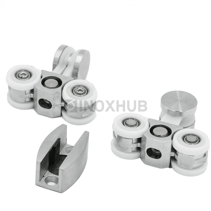 Комплект (613 aura) малый 2 каретки 2 стопора 1 направляющая нерж. сталь матовая