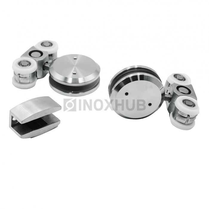 Комплект (612 aura) большой, 2 каретки, 2 стопора, 1 направляющая, нерж. сталь матовая