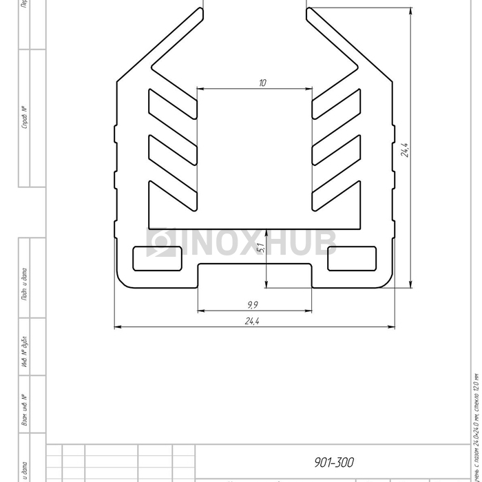 Уплотнитель в поручень с пазом 24.0×24.0 мм Нержавеющая труба стекло 12.0 мм кратно 3 м