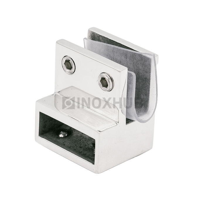 Держатель стекла (347 PSS) торцевой горизонтальный штанга 30×10 мм нерж. сталь полированная