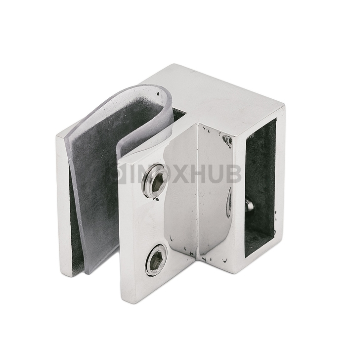 Держатель стекла (347 PSS) торцевой горизонтальный, штанга 30×10 мм, нерж. сталь полированная