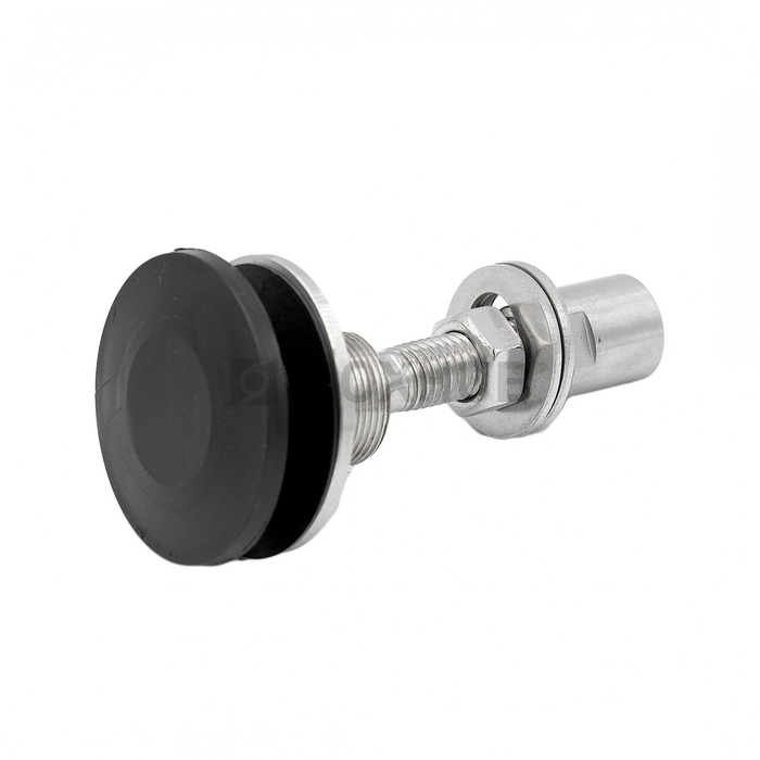 Шарнирный рутель без зенковки с наружным винтом, М14 шаг Р=2 d=58.0, стекло 16.0-24.0 мм, AISI 316, GRIT 320