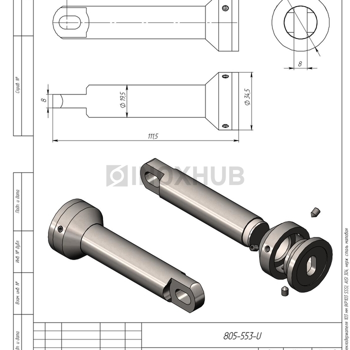 Крепление без стеклодержателя 103 мм (203-103 SSS), AISI 304, нерж. сталь матовая
