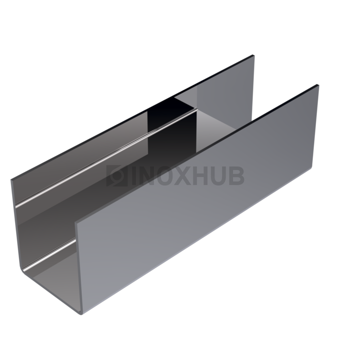 Профиль (П-12-2500 PSS) П-образный 14.0×16.5 мм L=2500 стекло 12.0 мм AISI 304 GRIT 600