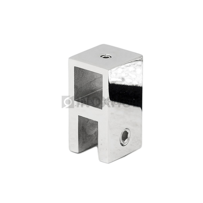 Держатель стекла (184 PSS) сквозной штанга 15×15 мм нерж. сталь полированная