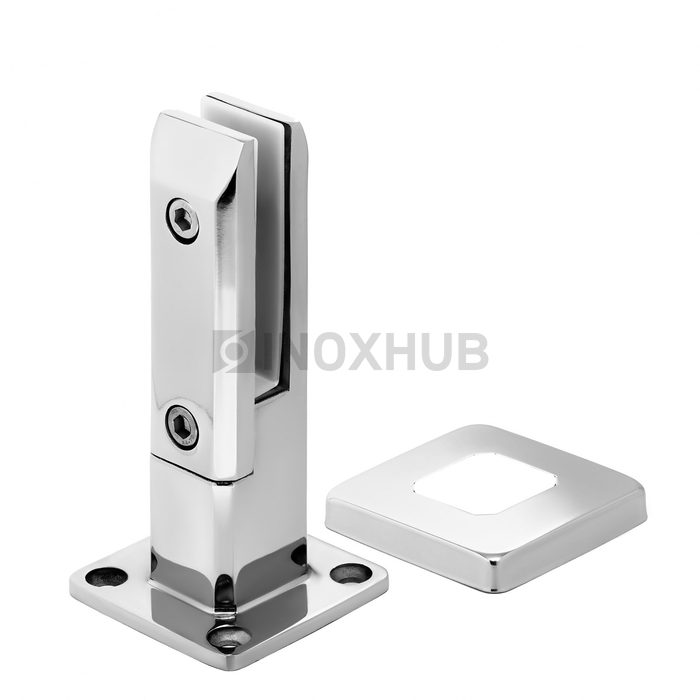 Напольный стеклодержатель литой квадратный под сверление 45×50×190 мм AISI 304 GRIT 600